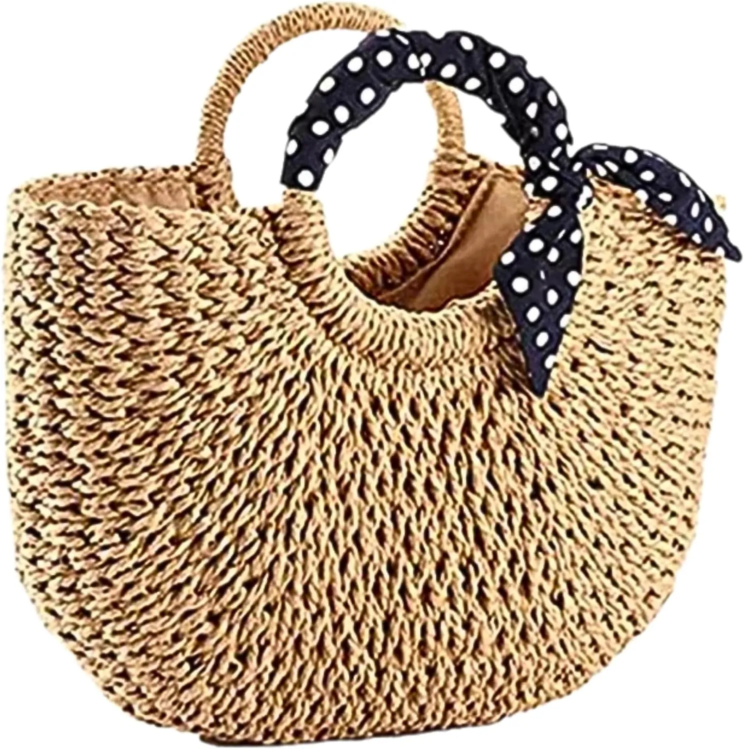 Crochet Women Handbag Brown Beach Bags Female Braided Straw Crossbody Bag Ethnic Tassel Beach Bag Bucket New Summer.