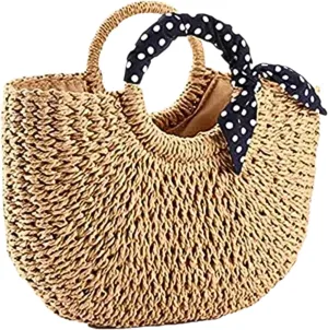 Crochet Women Handbag Brown Beach Bags Female Braided Straw Crossbody Bag Ethnic Tassel Beach Bag Bucket New Summer.