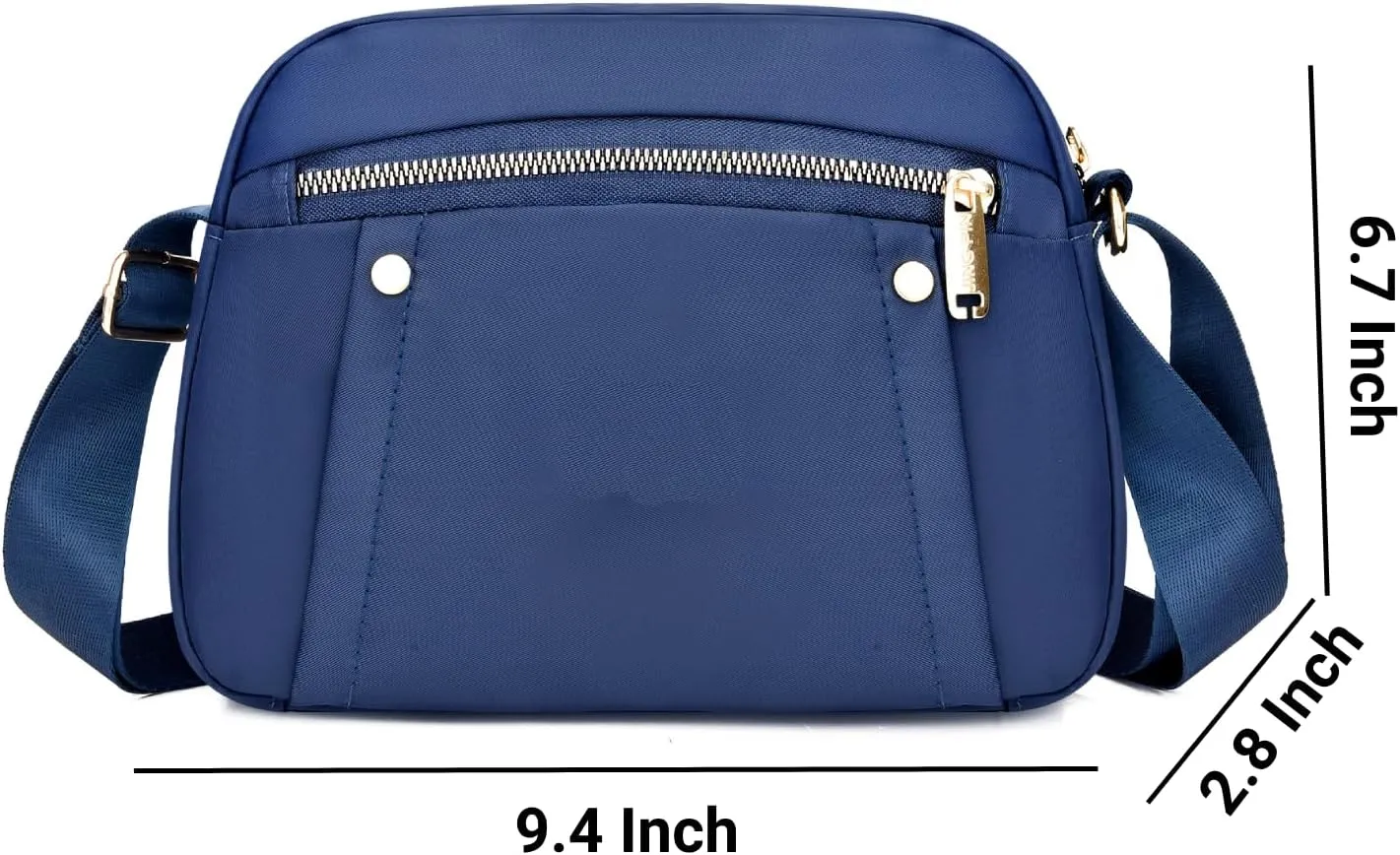 Crossbody Bag for Women, Waterproof Nylon Shoulder Bag with Pockets Adjustable Strap Small Purse Handbag for Ladies