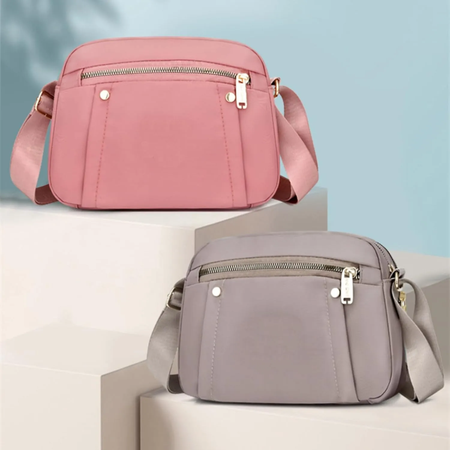 Crossbody Bag for Women, Waterproof Nylon Shoulder Bag with Pockets Adjustable Strap Small Purse Handbag for Ladies