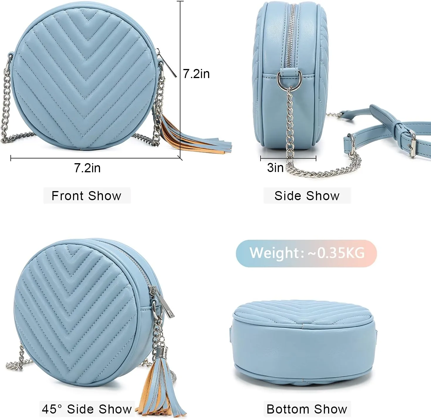 Crossbody Bags for Women Round Purse Quilted purse, Faux Leather, with Tassel