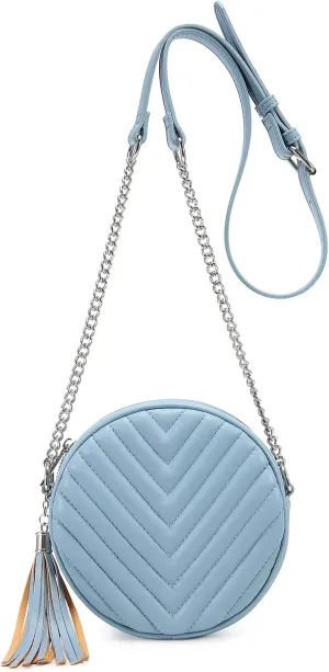 Crossbody Bags for Women Round Purse Quilted purse, Faux Leather, with Tassel