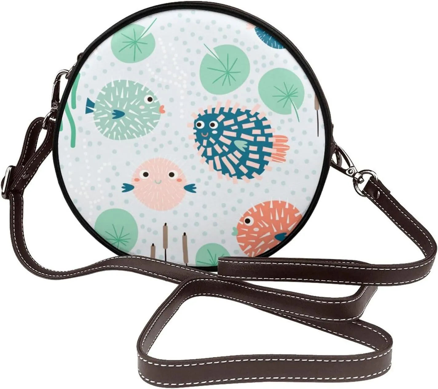 Crossbody Purse for Women, PU Leather Round Crossbody Bag, Mini Purses Handbags with Strap Zipper