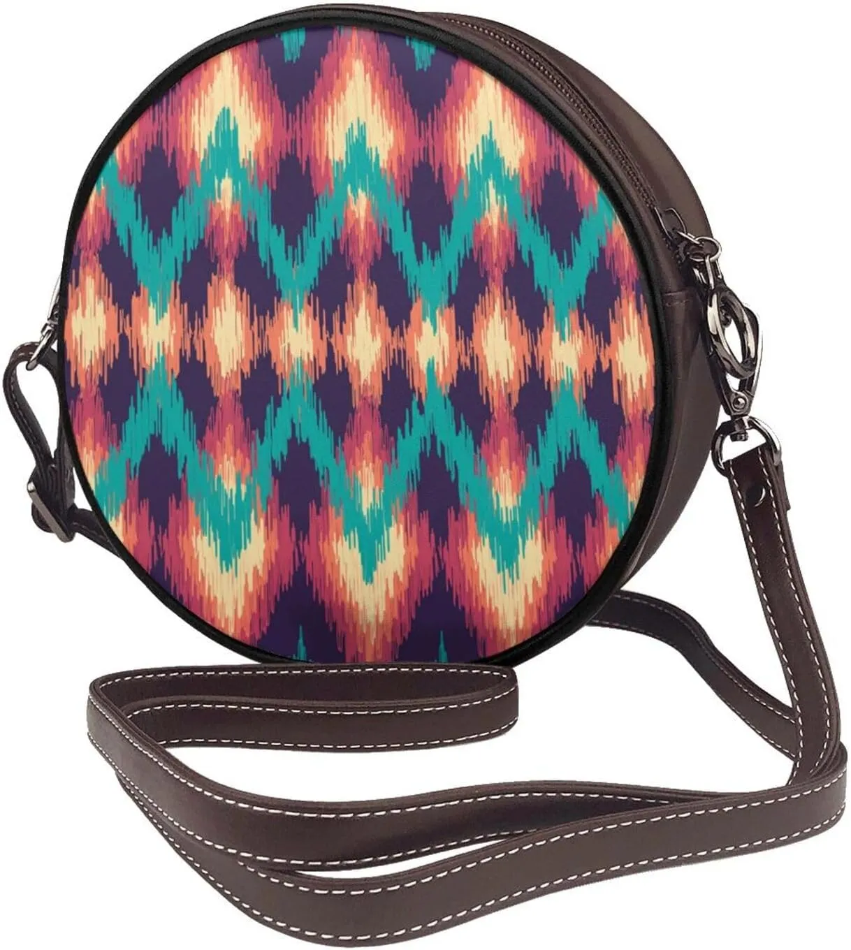 Crossbody Purse for Women, PU Leather Round Crossbody Bag, Mini Purses Handbags with Strap Zipper