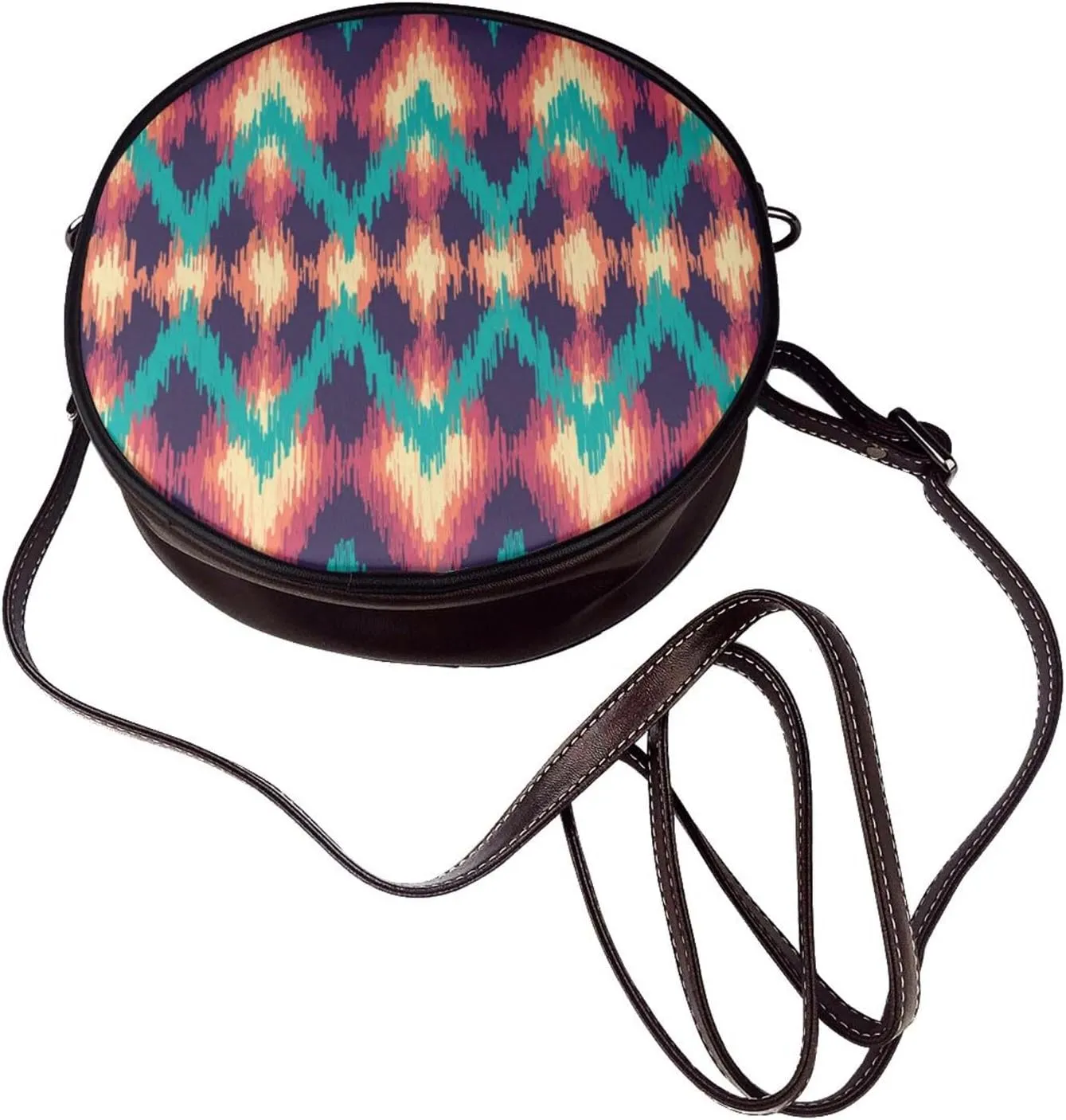 Crossbody Purse for Women, PU Leather Round Crossbody Bag, Mini Purses Handbags with Strap Zipper