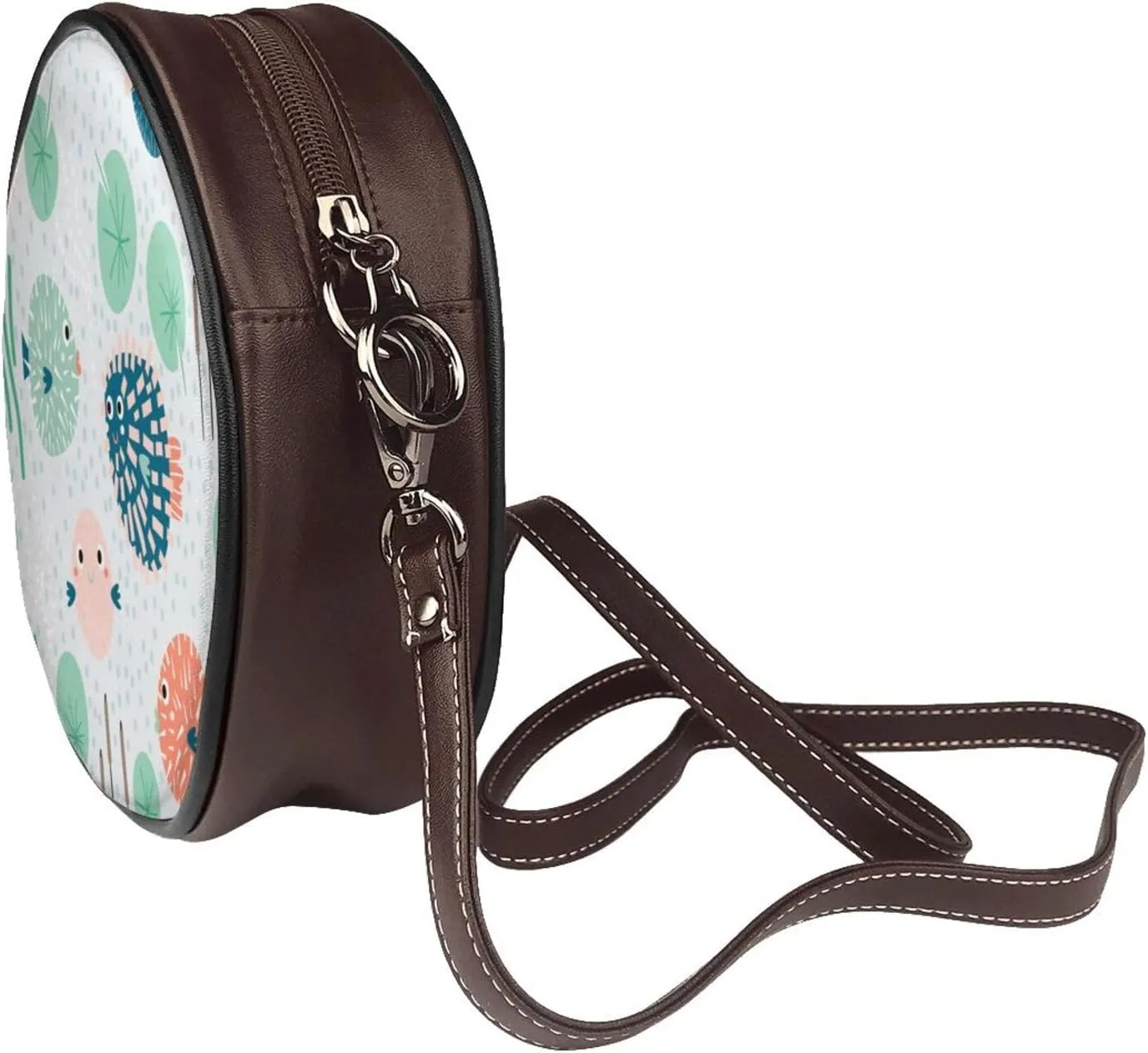 Crossbody Purse for Women, PU Leather Round Crossbody Bag, Mini Purses Handbags with Strap Zipper