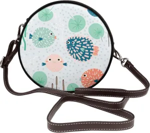 Crossbody Purse for Women, PU Leather Round Crossbody Bag, Mini Purses Handbags with Strap Zipper