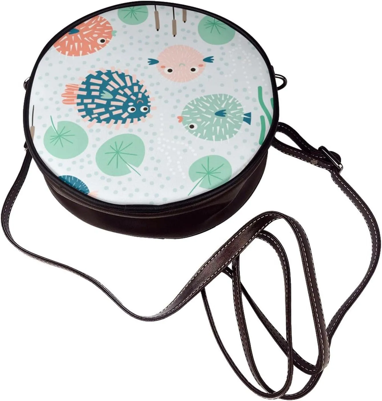 Crossbody Purse for Women, PU Leather Round Crossbody Bag, Mini Purses Handbags with Strap Zipper