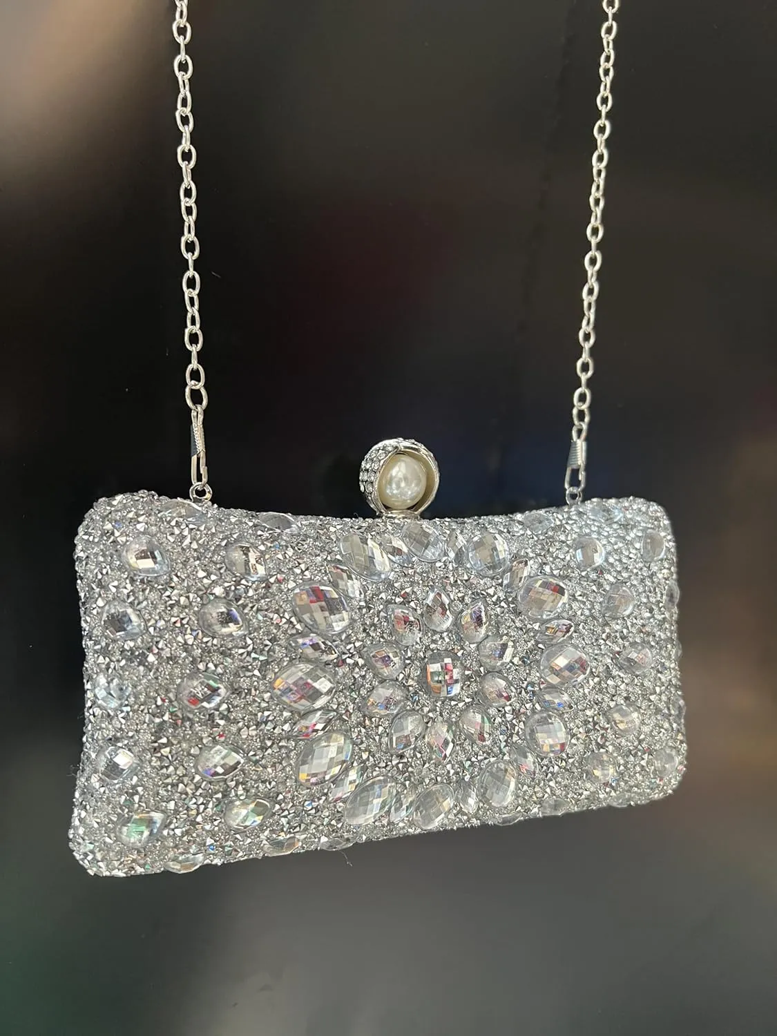Crystal Box Clutch, Women Rhinestone Purse Handbag, Jeweled Evening Bags