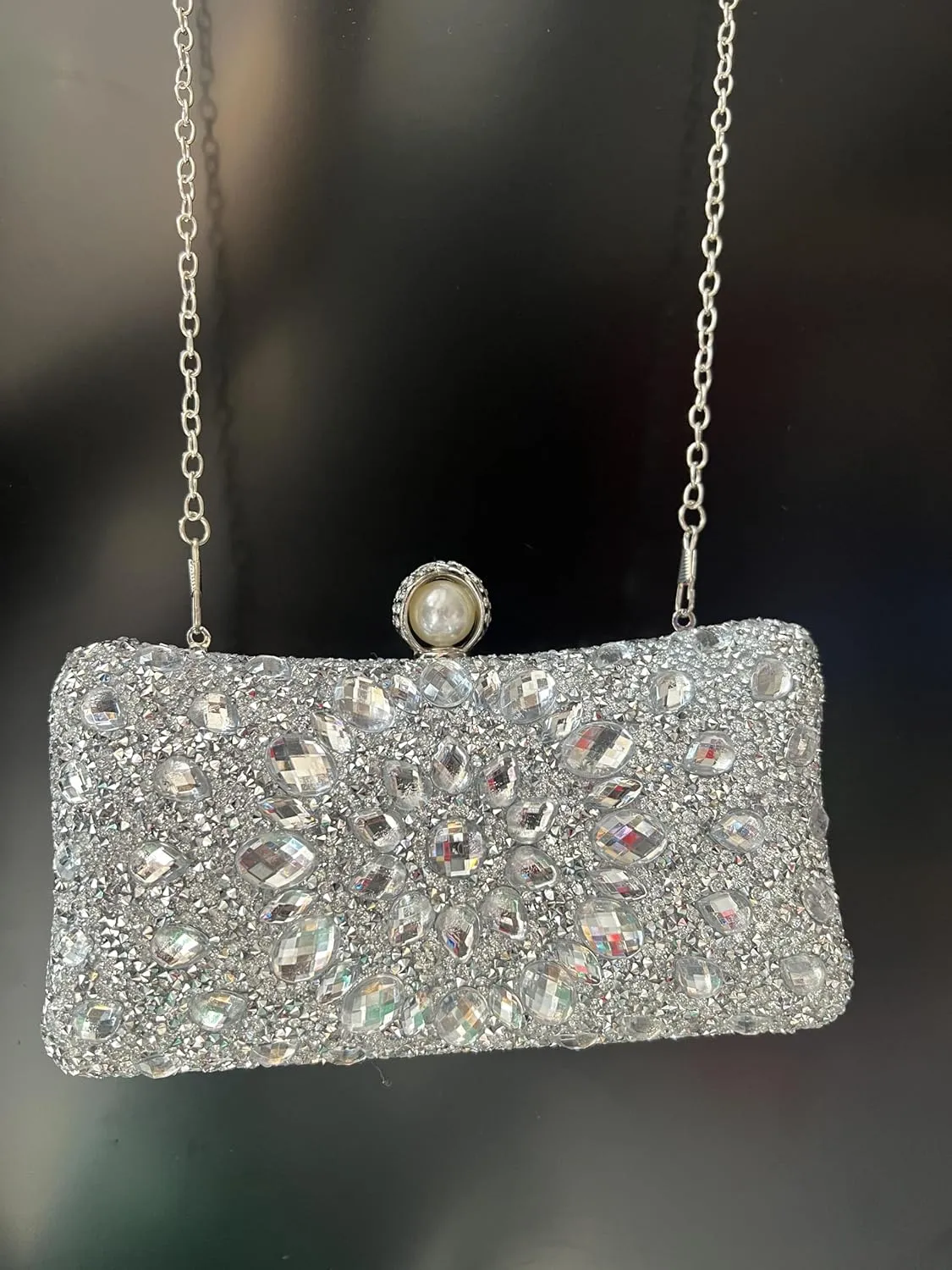 Crystal Box Clutch, Women Rhinestone Purse Handbag, Jeweled Evening Bags