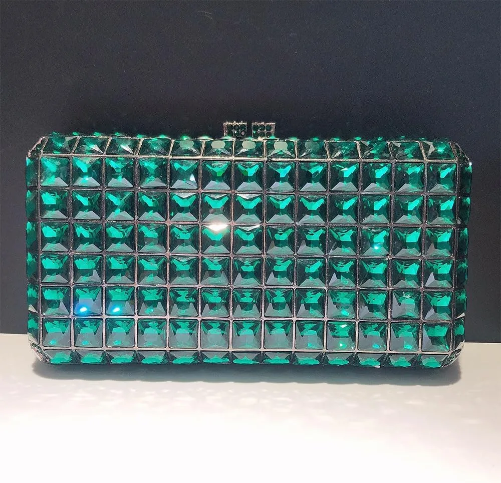 Crystal Diamonds Purse Shoulder Bag Wedding Clutch Purses for Women Bride Clutch Rhinestone Clutch Purse Mosaic Green