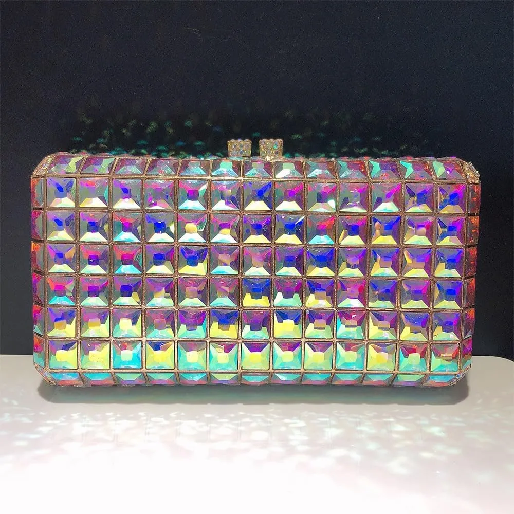 Crystal Diamonds Purse Shoulder Bag Wedding Clutch Purses for Women Bride Clutch Rhinestone Clutch Purse Mosaic Multi Gold