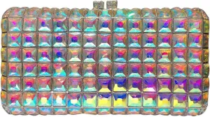 Crystal Diamonds Purse Shoulder Bag Wedding Clutch Purses for Women Bride Clutch Rhinestone Clutch Purse Mosaic Multi Silver