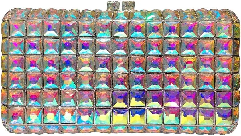 Crystal Diamonds Purse Shoulder Bag Wedding Clutch Purses for Women Bride Clutch Rhinestone Clutch Purse Mosaic Multi Silver