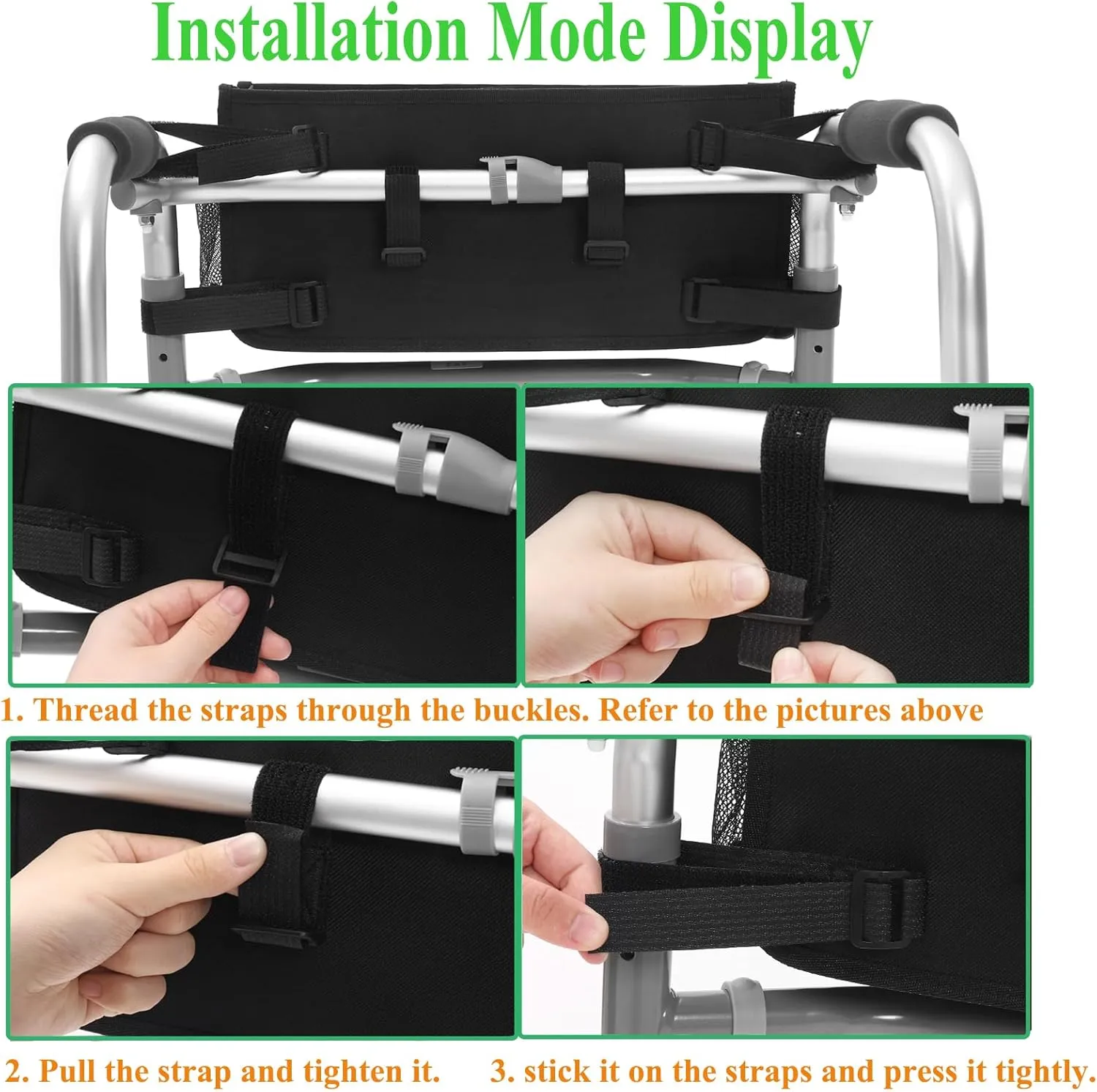CTWWFS Upgrade Walker Basket with Cup Holder, Foldable Walker Storage Bag for Seniors with Big Capacity & Never Tipping Over, Best Gift for Family