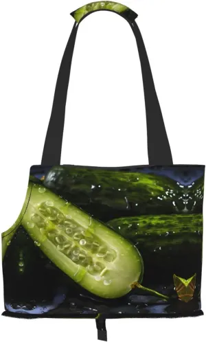 Cucumber Skin Texture Printed Portable Foldable pet Shoulder Bag, Suitable for Carrying Small Pets