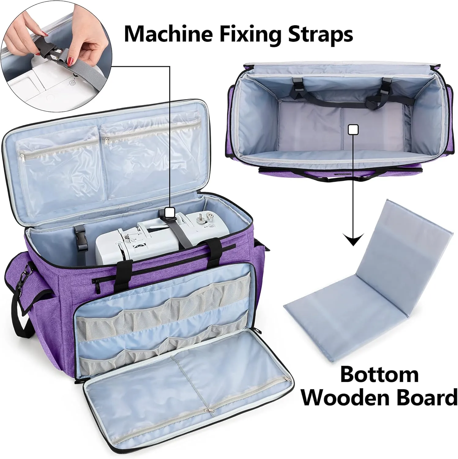 CURMIO Sewing and Embroidery Machine Carrying Case, Universal Tote Bag with Removable Cushion Pad Compatible with Brother SE600, PE535 Embroidery Machine and Accessories, Bag Only