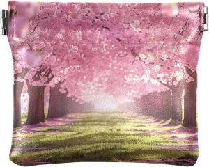 Custom Coin Purse for Women Leather Cherry Blossom Trees Bloom Squeeze Small Change Purse for Coins