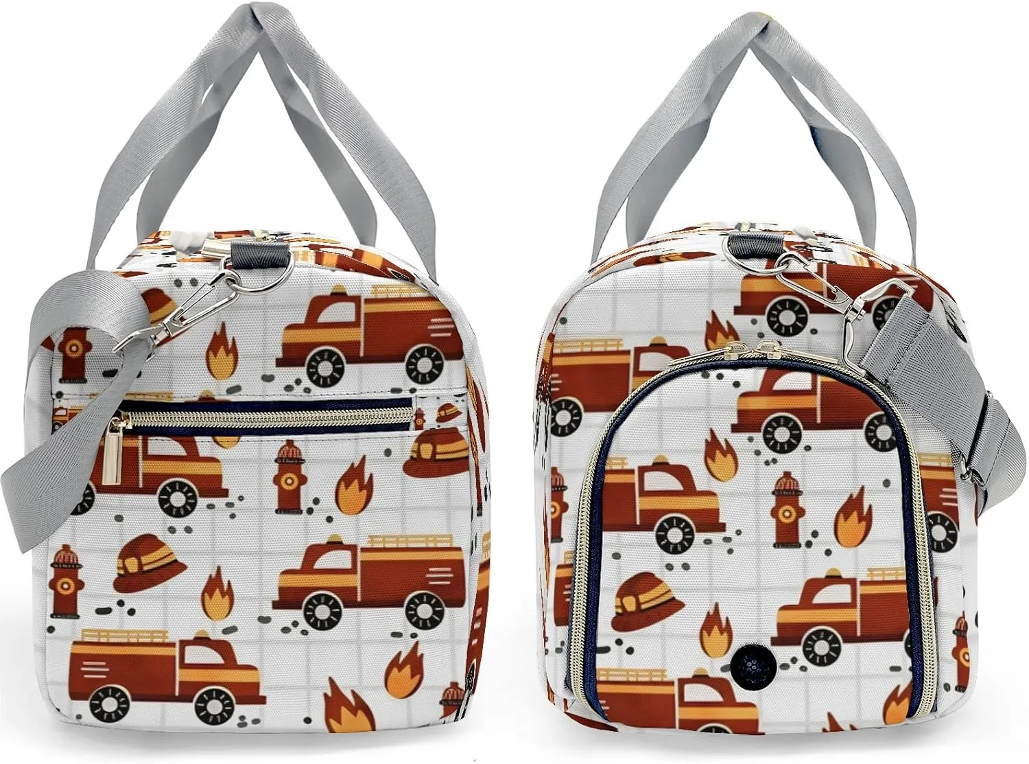 Custom Duffel Bag Sports Fire Truck Car Personalized Duffel Bag,Customized Sport Player Travel Bag for Gifts