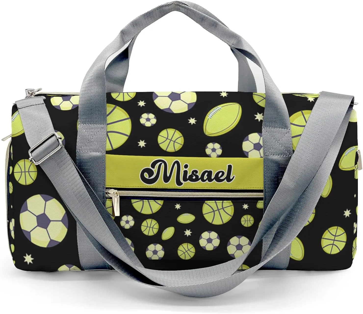 Custom Duffel Overnight Travel Bag for Sports Workout Girls Boys,Balls Basketball Soccer Sport Personalized Duffle Bag Gifts