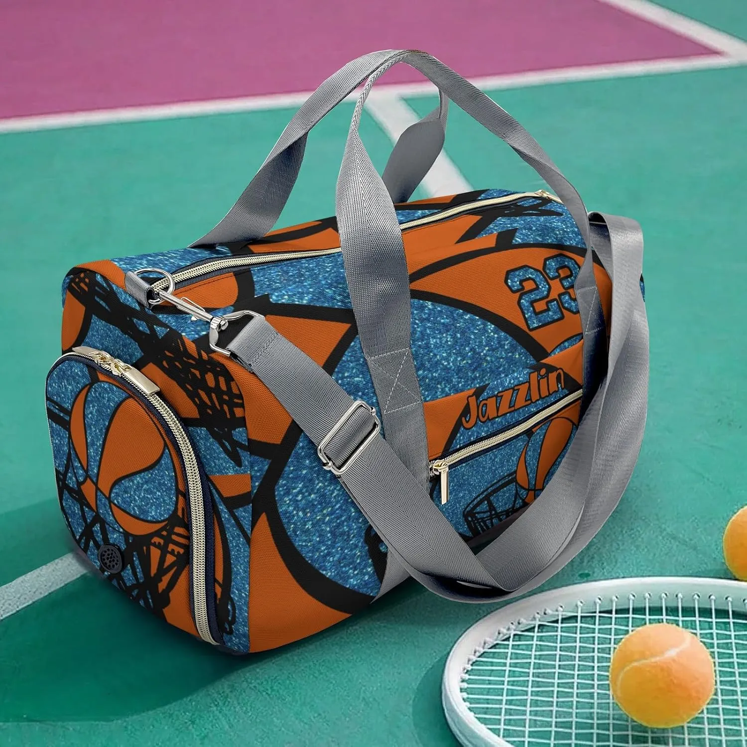 Custom Duffel Overnight Travel Bag for Sports Workout Girls Boys,Basketball Gym Ocean Personalized Duffle Bag Gifts