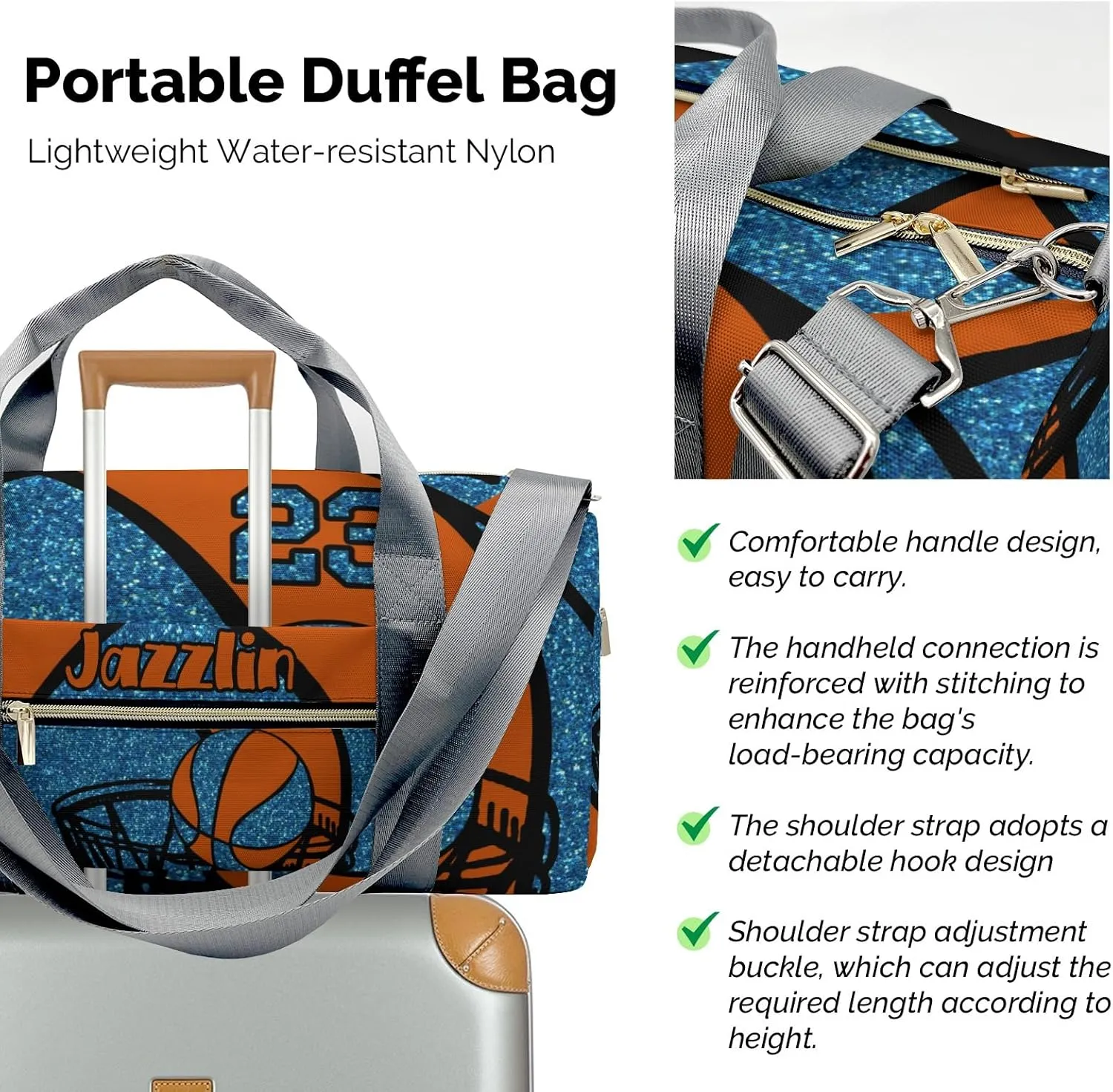 Custom Duffel Overnight Travel Bag for Sports Workout Girls Boys,Basketball Gym Ocean Personalized Duffle Bag Gifts