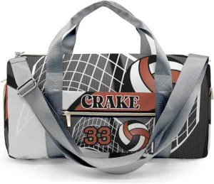 Custom Duffel Overnight Travel Bag for Sports Workout Girls Boys,Volleyball Team Rust Personalized Duffle Bag Gifts