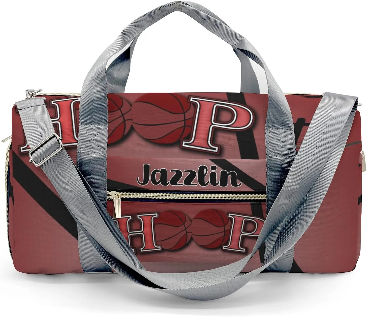 Custom Gift Sport Player Duffel Bag for Hoop it Basketball Red Travel Carry On Bag for Business Trips Sports Bag