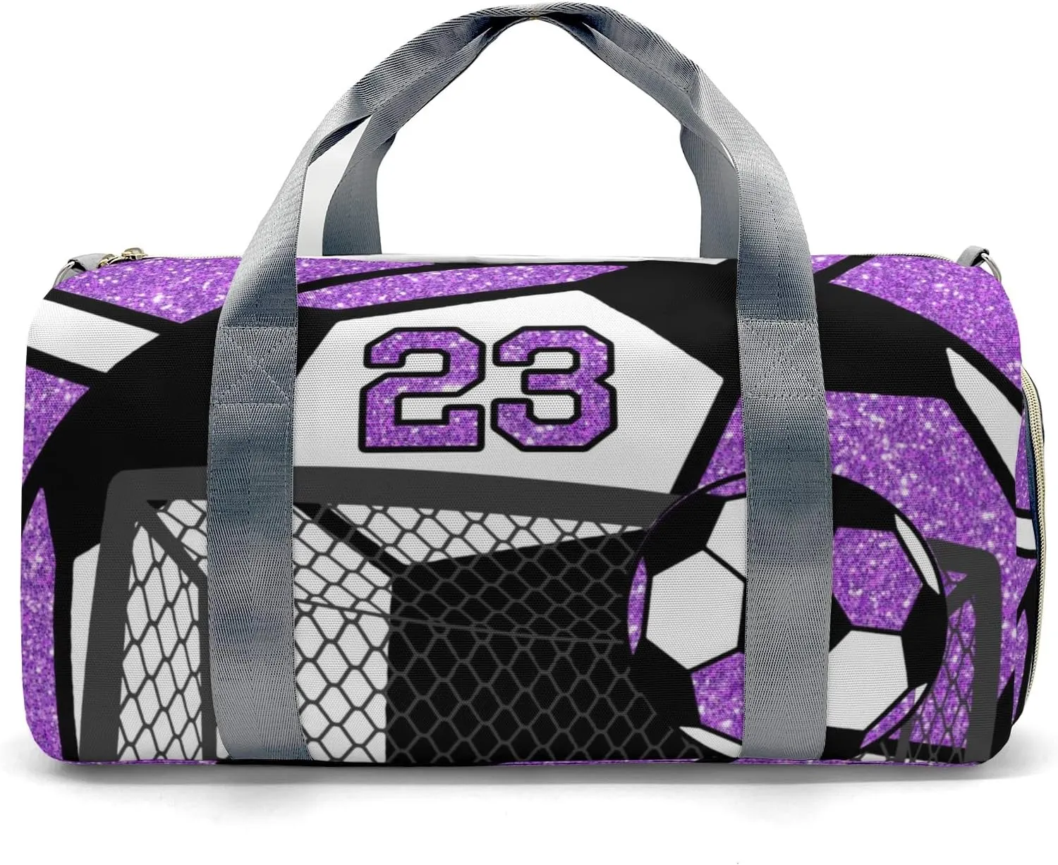 Custom Gift Sport Player Duffel Bag for Soccer Ball Team Purple Travel Weekender Bag,Overnight Bag Sports Bag