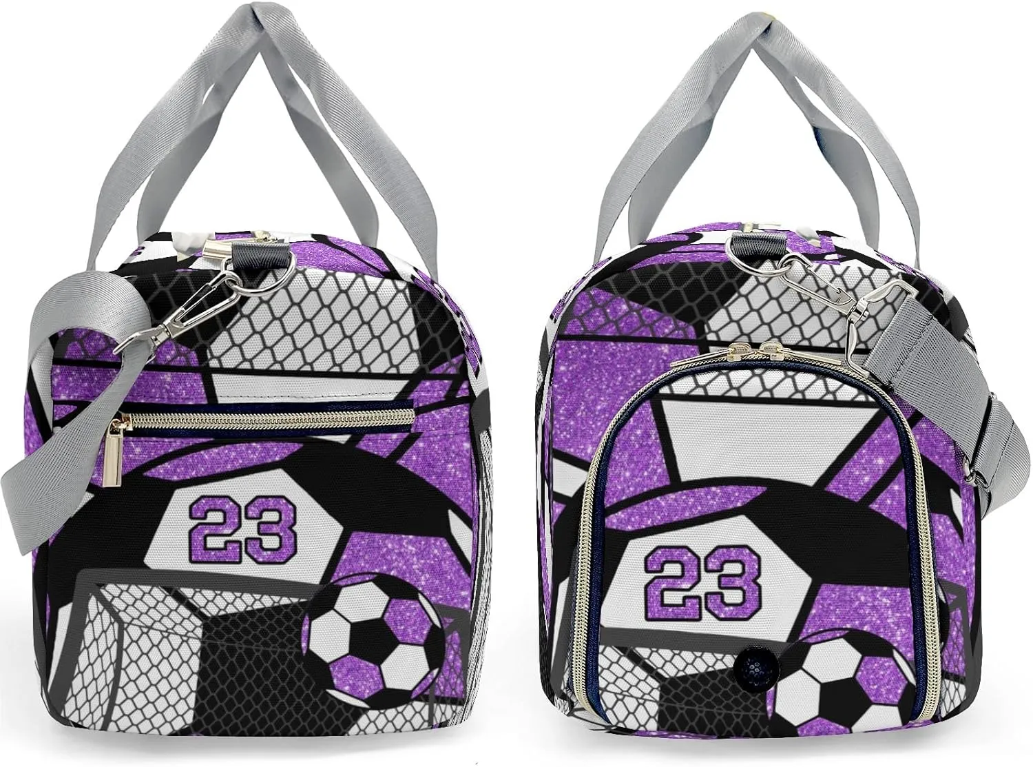Custom Gift Sport Player Duffel Bag for Soccer Ball Team Purple Travel Weekender Bag,Overnight Bag Sports Bag