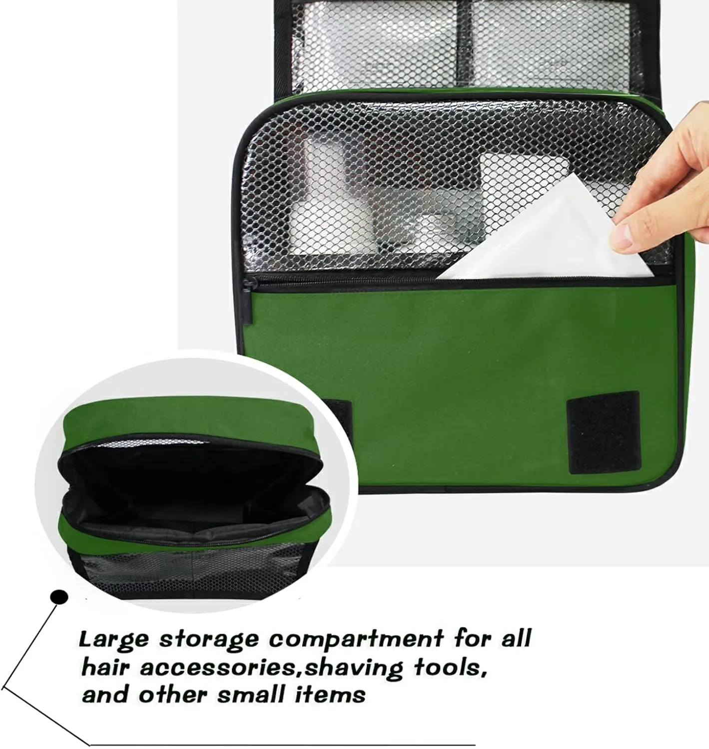 Custom Green Travel Hanging Toiletry Bag Personalized Makeup Large Customized Cosmetic Bag Cosmetic Holder Waterproof for Shampoo Full Sized Container Toiletries