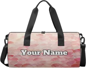 Custom Gym Bag for Women Men with Name, Personalized Fish Scale Pattern Duffel Bag for Sports, Waterproof Dance Bag, Lightweight Carryon Gym Bag, Fish Scale
