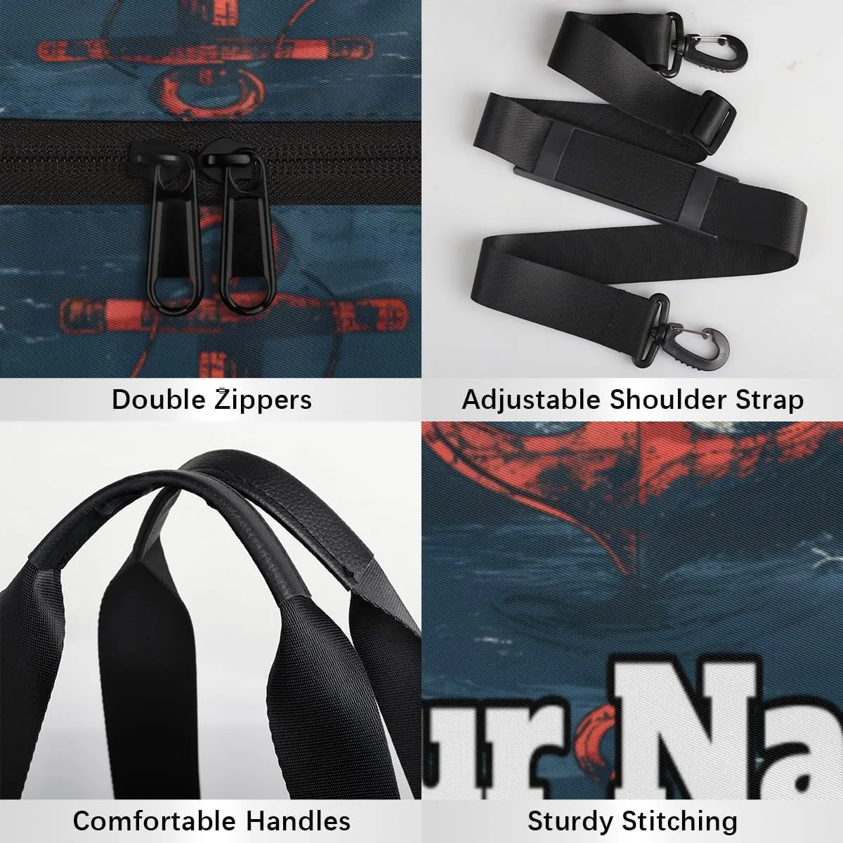 Custom Gym Bag for Women Men with Name, Personalized Nautical Anchor Duffel Bag for Sports, Waterproof Dance Bag, Lightweight Carryon Gym Bag, Nautical