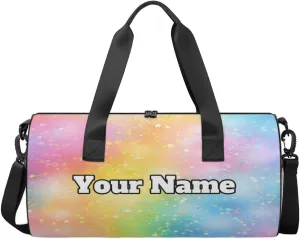 Custom Gym Bag for Women Men with Name, Personalized Rainbow Duffel Bag for Sports, Waterproof Dance Bag, Lightweight Carryon Gym Bag, Rainbow Themed