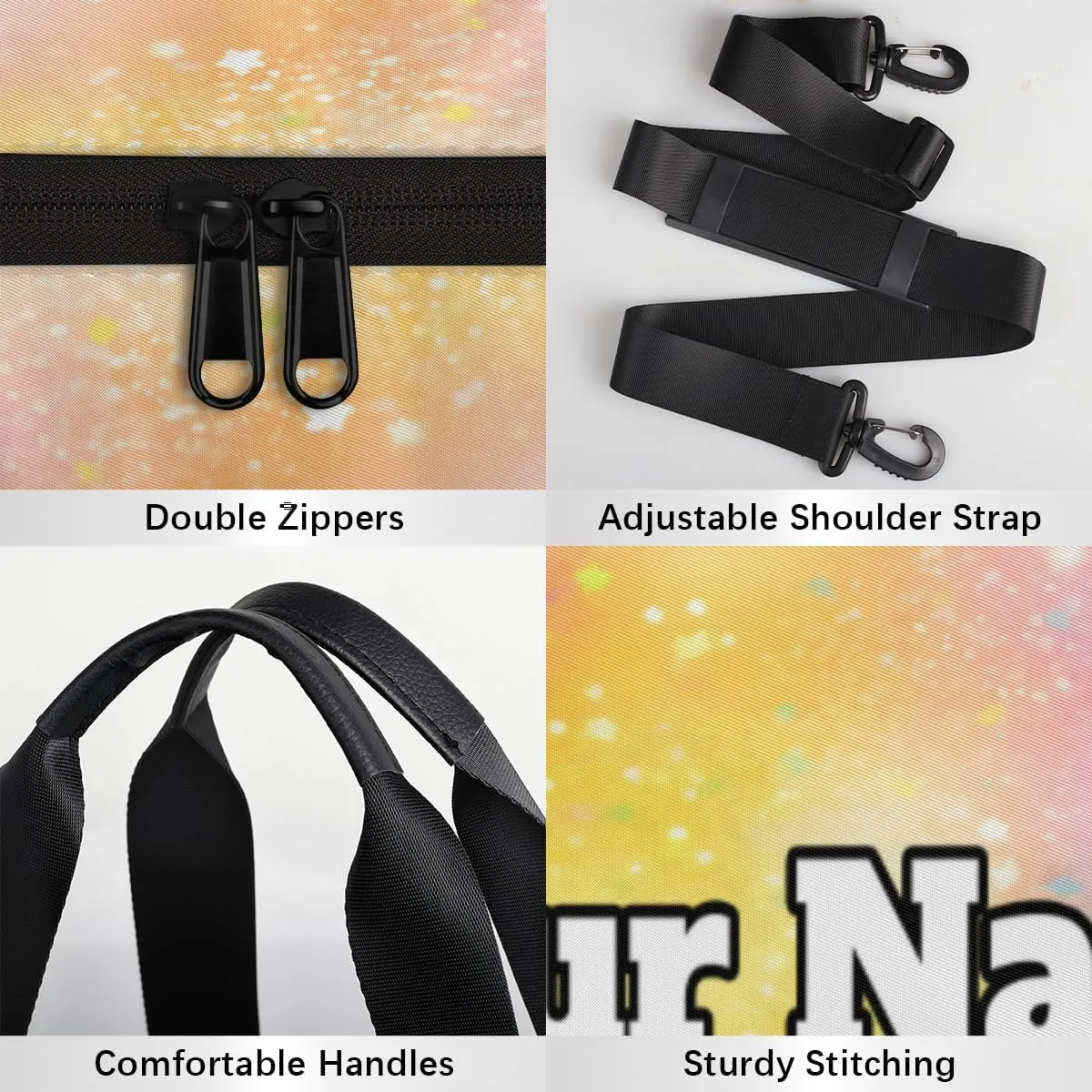 Custom Gym Bag for Women Men with Name, Personalized Rainbow Duffel Bag for Sports, Waterproof Dance Bag, Lightweight Carryon Gym Bag, Rainbow Themed