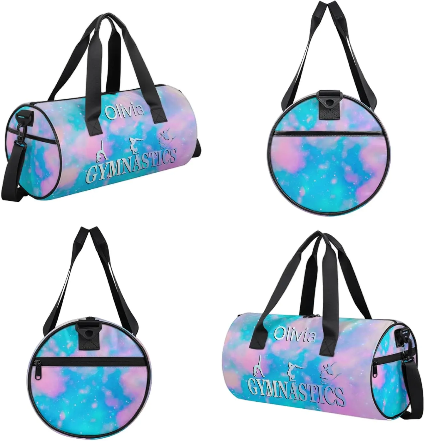 Custom Gymnastics Duffel Bag Round Personalized Name Dance Ballet Bags Waterproof