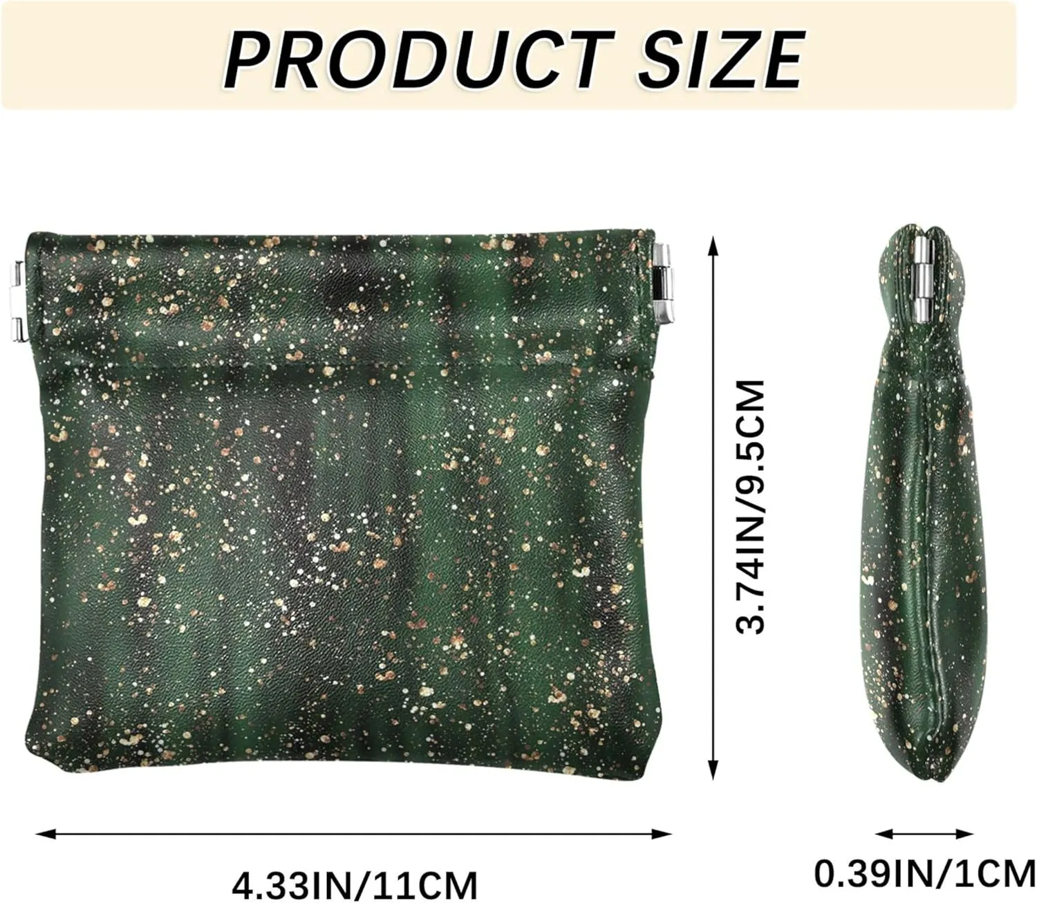 Custom Leather Coin Purse Women Cute Black Green Gold Squeeze Girls Coin Card Change Wallet