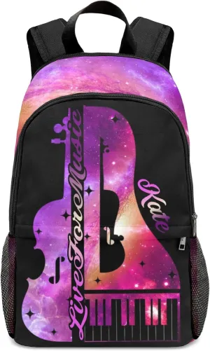 Custom Music Cello Violin School Backpack Multipurpose Casual Bag Personalized with Name Waterproof Sport Daypack Travel Man Woman Bags Purple Starry