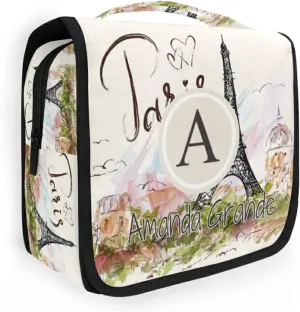 Custom Paris Travel Hanging Toiletry Bag Personalized Makeup Large Customized Cosmetic Bag Makeup Organizer Waterproof for Women Men Girls Accessories