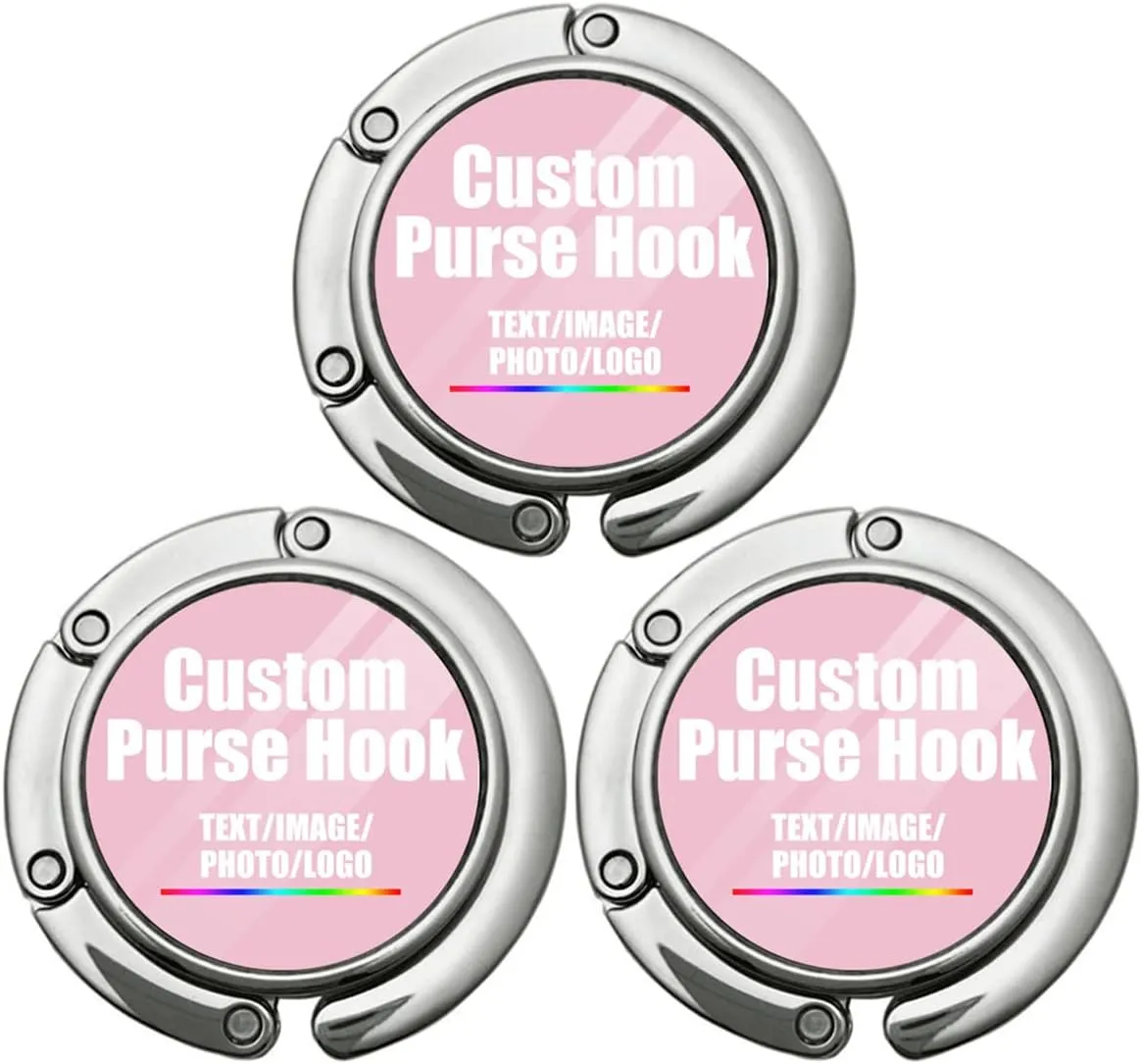 Custom Portable Handbag Hanger Table Bar Purse Instant Swivel Top Hook, Women's Bag Handbag Hanger Holder, Convenient To Carry, Pink