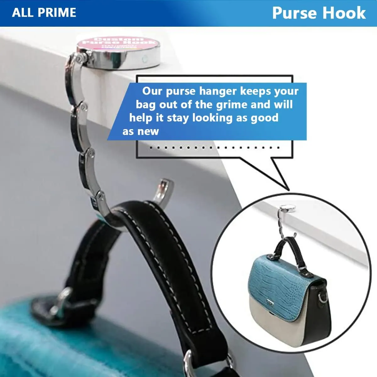 Custom Portable Handbag Hanger Table Bar Purse Instant Swivel Top Hook, Women's Bag Handbag Hanger Holder, Convenient To Carry, Pink