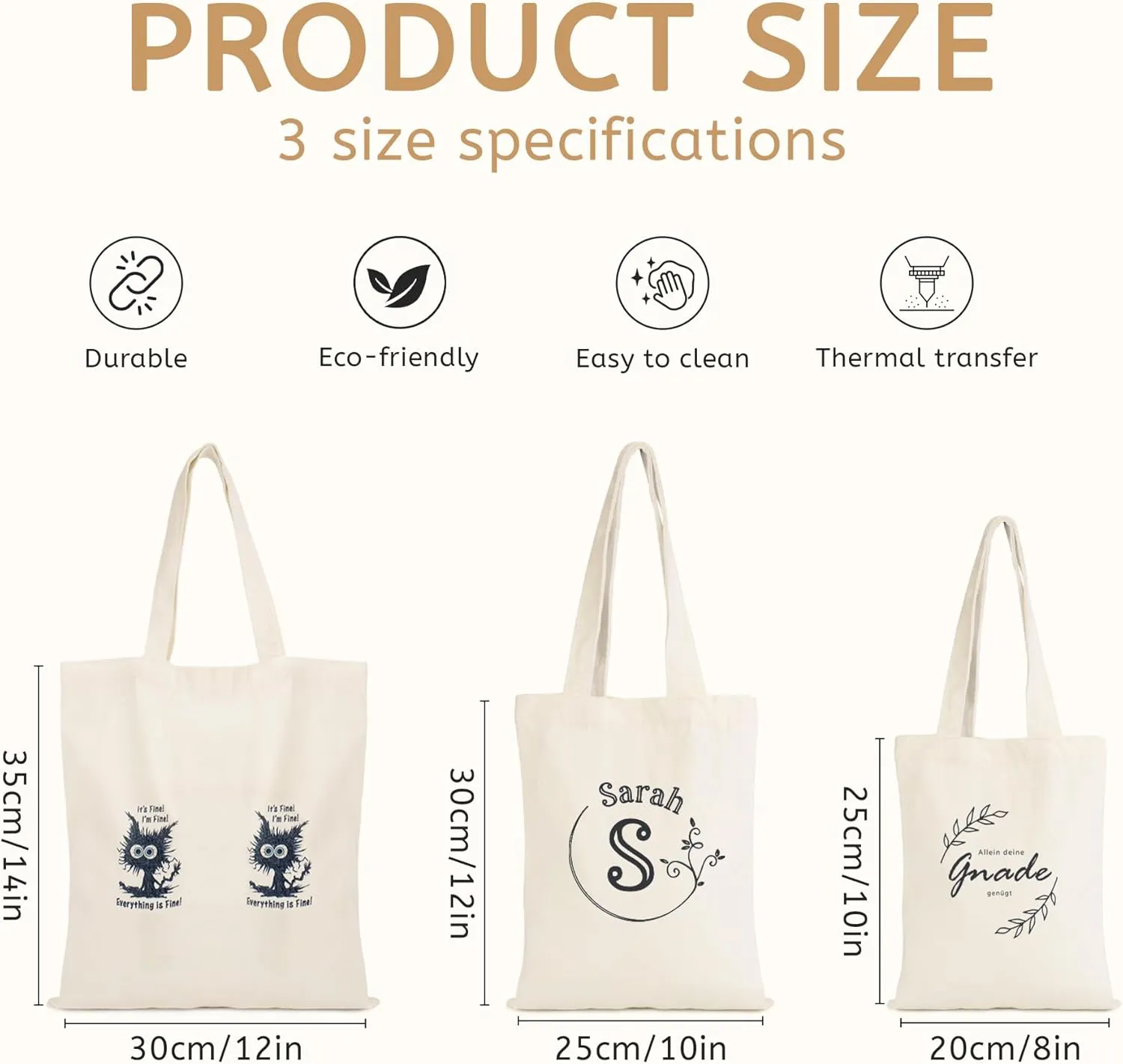 Custom Tote Bag Personalized Canvas Bags with Logo or Design, Shopping Travel Business Activities Reusable Bag