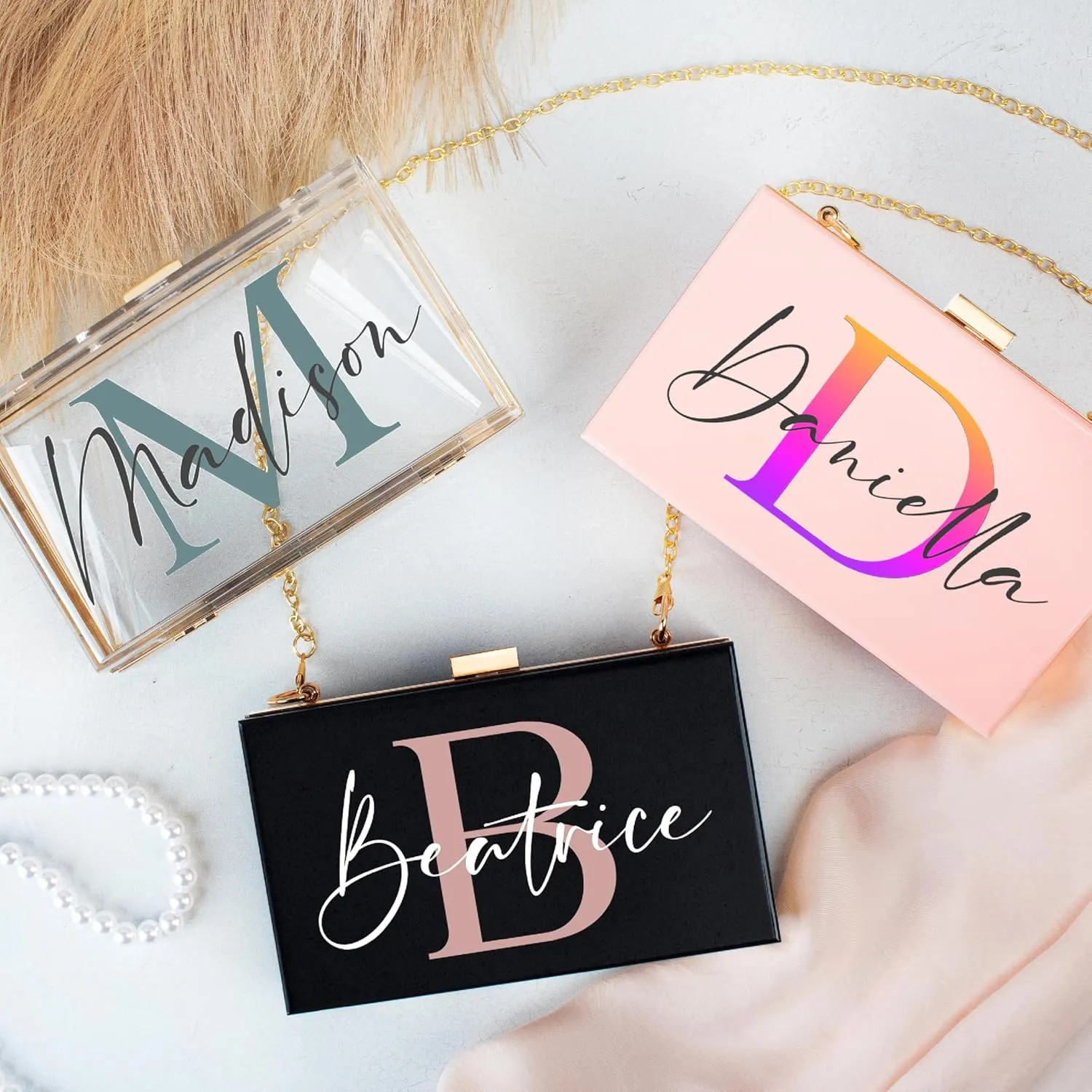 Customization Mill Personalized Initial Acrylic Purse with Name