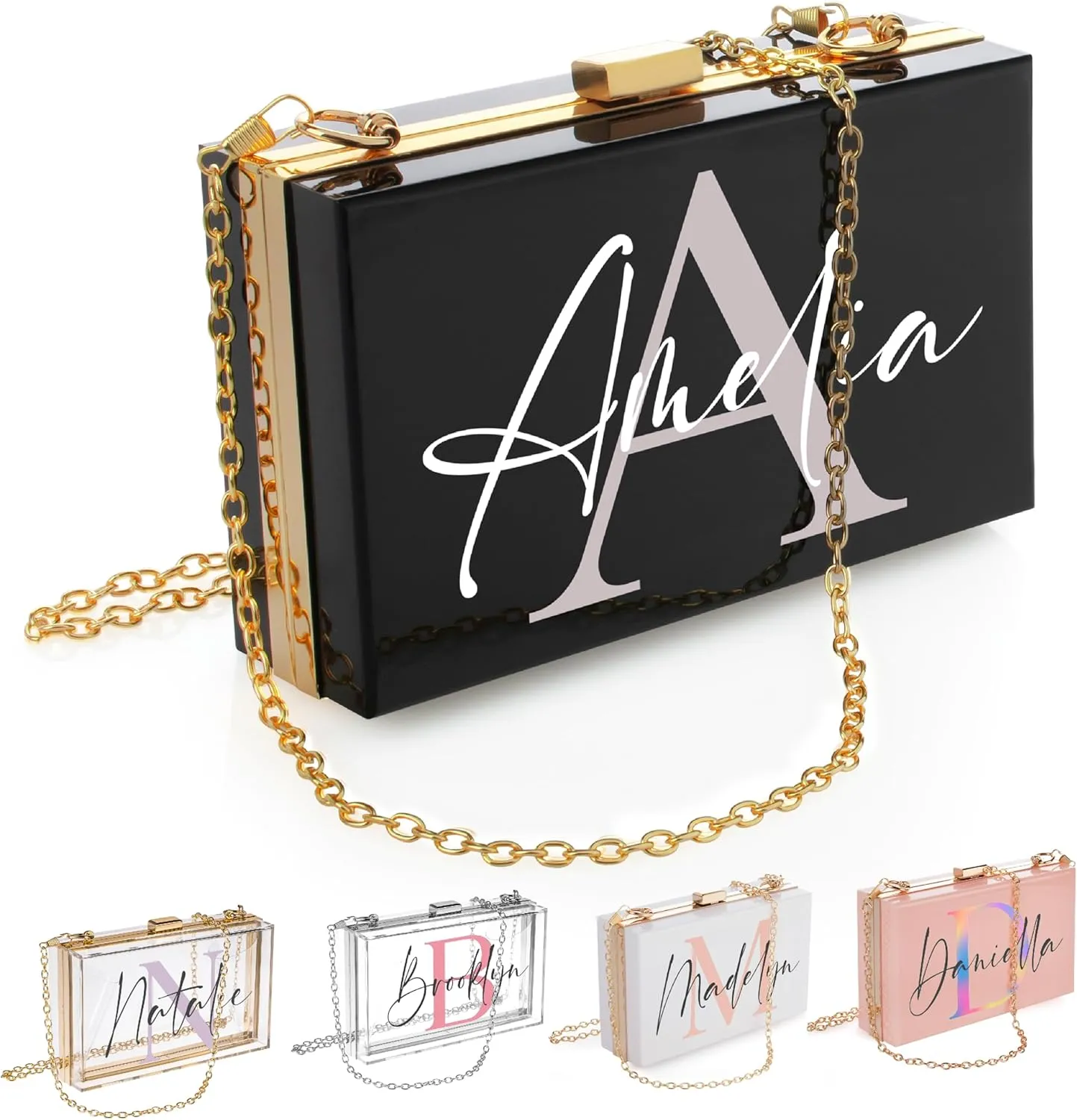Customization Mill Personalized Initial Acrylic Purse with Name