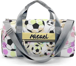 Custon Name Balls Colorful Soccer Sports Gym Sport Yoga Duffel Bag Sport Player Travel Bag,Sport Gym Bag Personalized Gift for Travel Hand Bag Carry on Bag