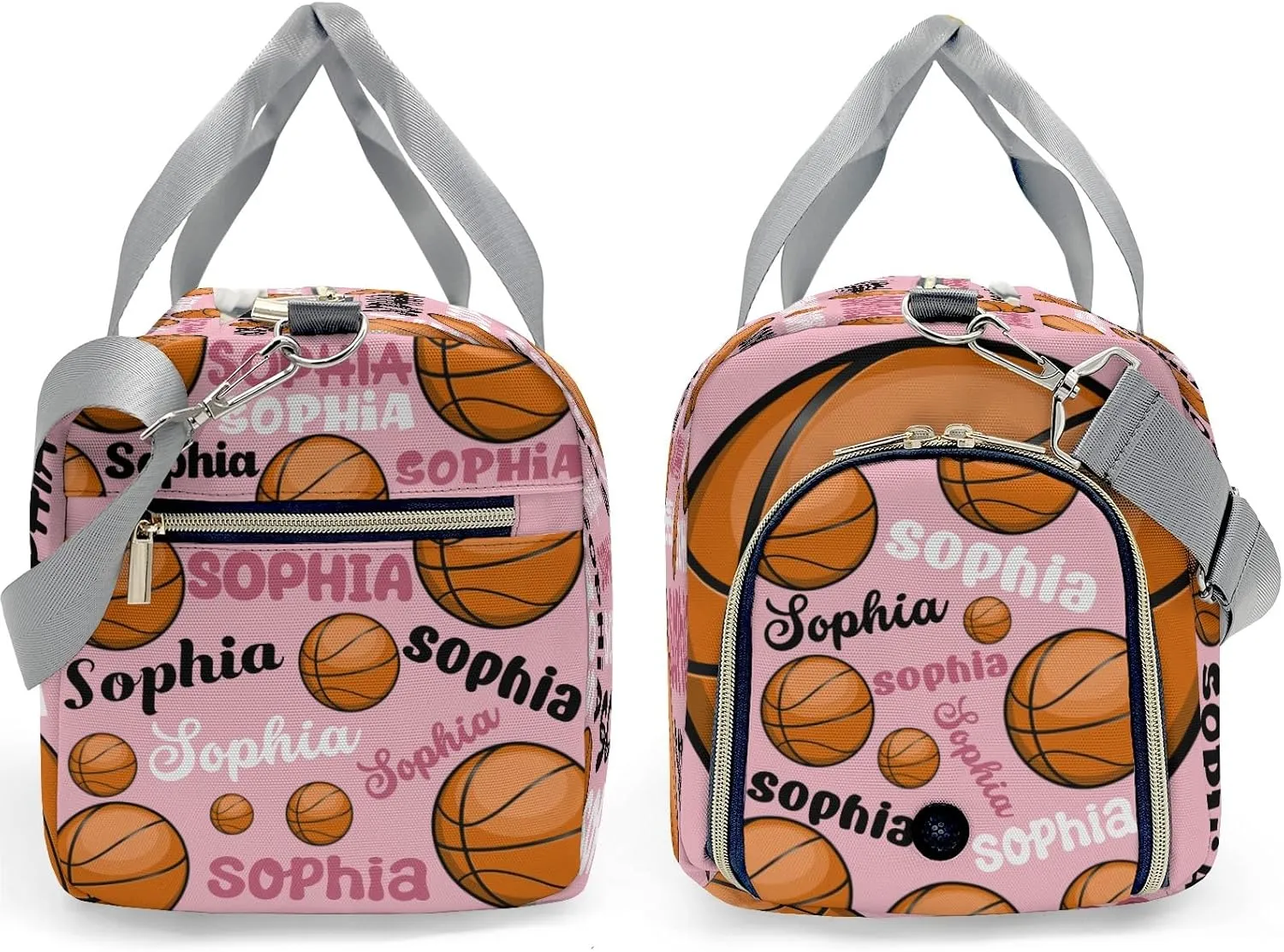 Custon Name Basketball Text Pink Gym Sport Duffel Bag Sport Player Travel Bag,Personalized Gift Travel Hand Bag Carry on Bag