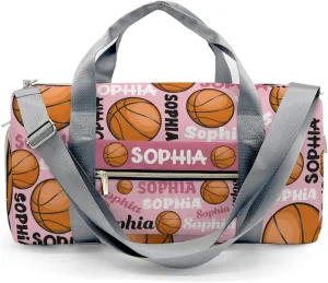 Custon Name Basketball Text Pink Gym Sport Duffel Bag Sport Player Travel Bag,Personalized Gift Travel Hand Bag Carry on Bag