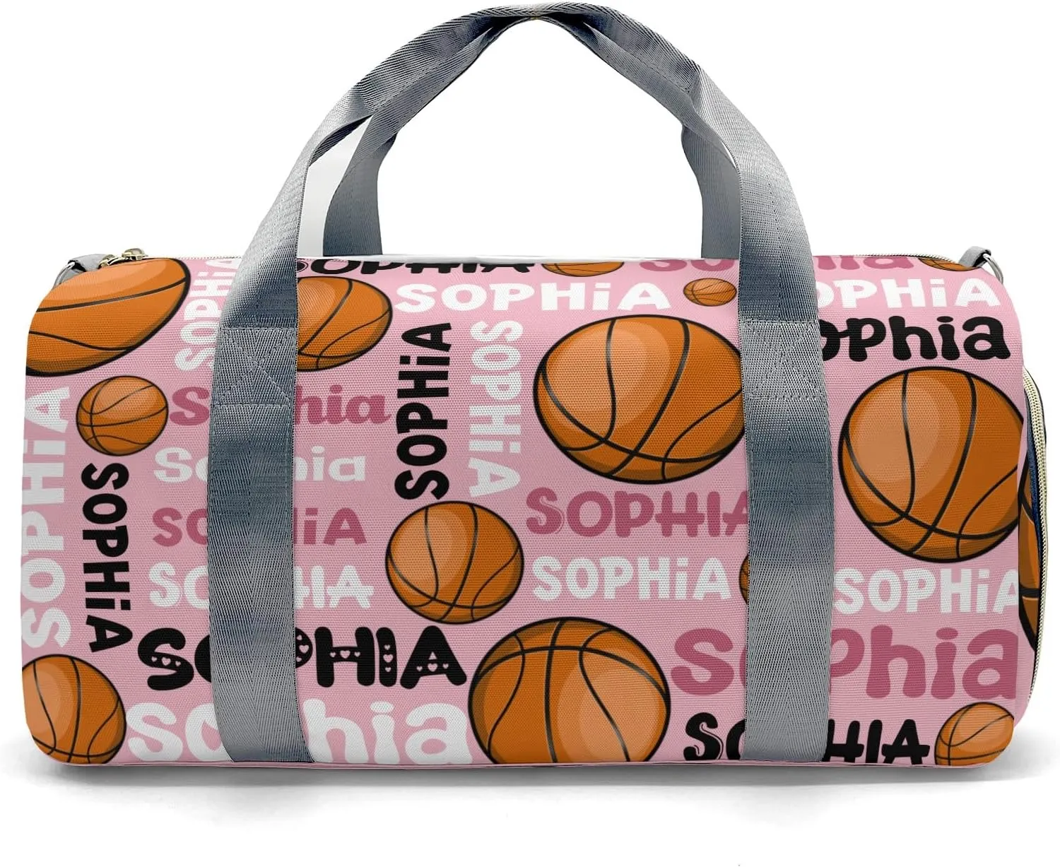 Custon Name Basketball Text Pink Gym Sport Duffel Bag Sport Player Travel Bag,Personalized Gift Travel Hand Bag Carry on Bag