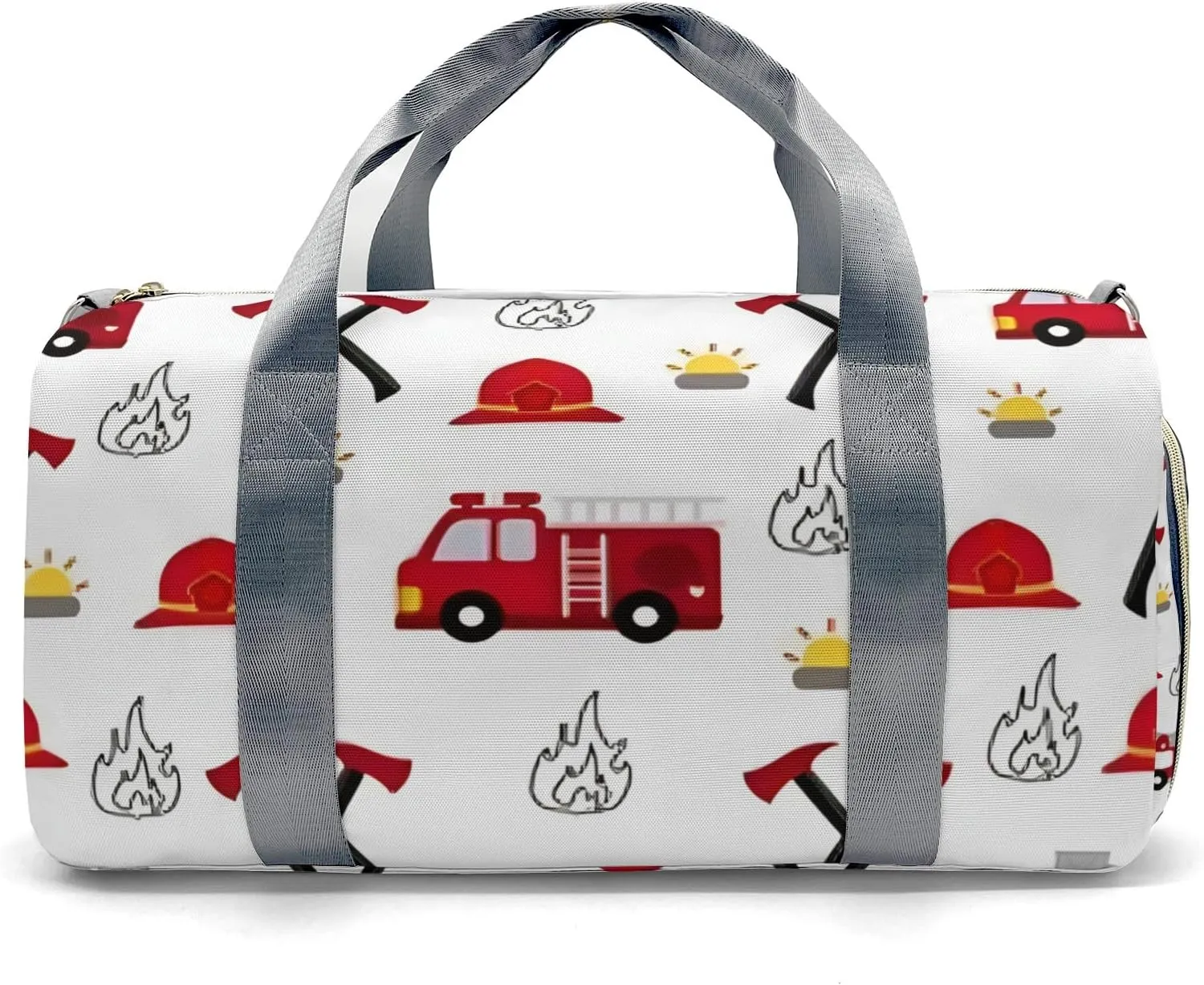 Custon Name Little Fire Truck Gym Sport Yoga Duffel Bag Sport Player Travel Bag,Sport Gym Bag Personalized Gift for Travel Hand Bag Carry on Bag