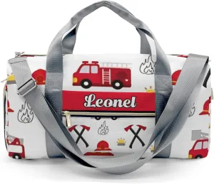 Custon Name Little Fire Truck Gym Sport Yoga Duffel Bag Sport Player Travel Bag,Sport Gym Bag Personalized Gift for Travel Hand Bag Carry on Bag